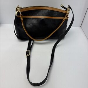 DIVINA FIRENZE Italy Lilla Black Brown Pebbled Leather Crossbody Shoulder Purse
